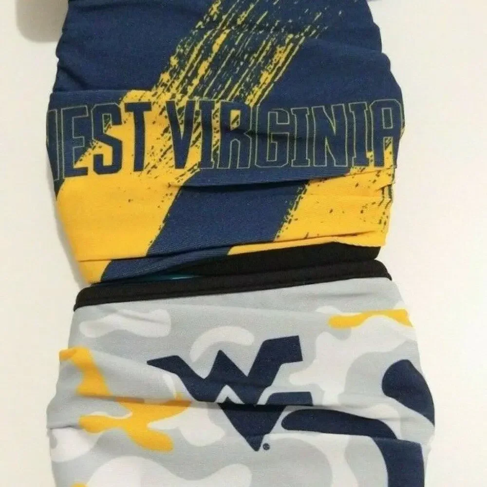West Virginia University 2pc Fabric Face Cover Face Mask Blue & Gold Youth 8-20